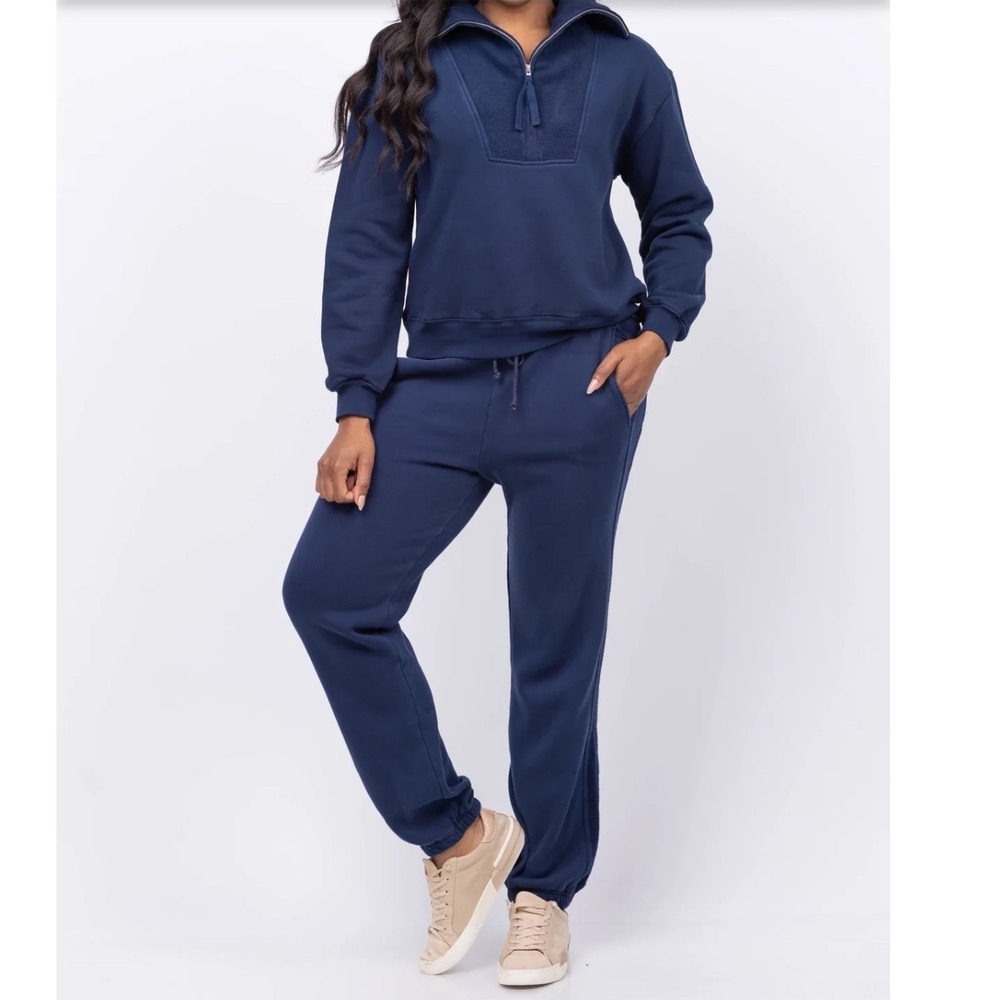 XIRENA Hemming Sweatpant Navy Blue Cotton Fleece Joggers XS Made in USA